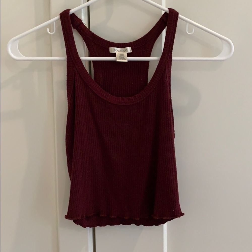 maroon tilly's racerback tank w lettuce edge